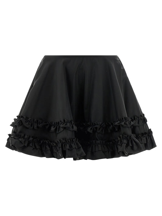 Ganni Ganni Duchesse Nylon Mini Frill Skirt