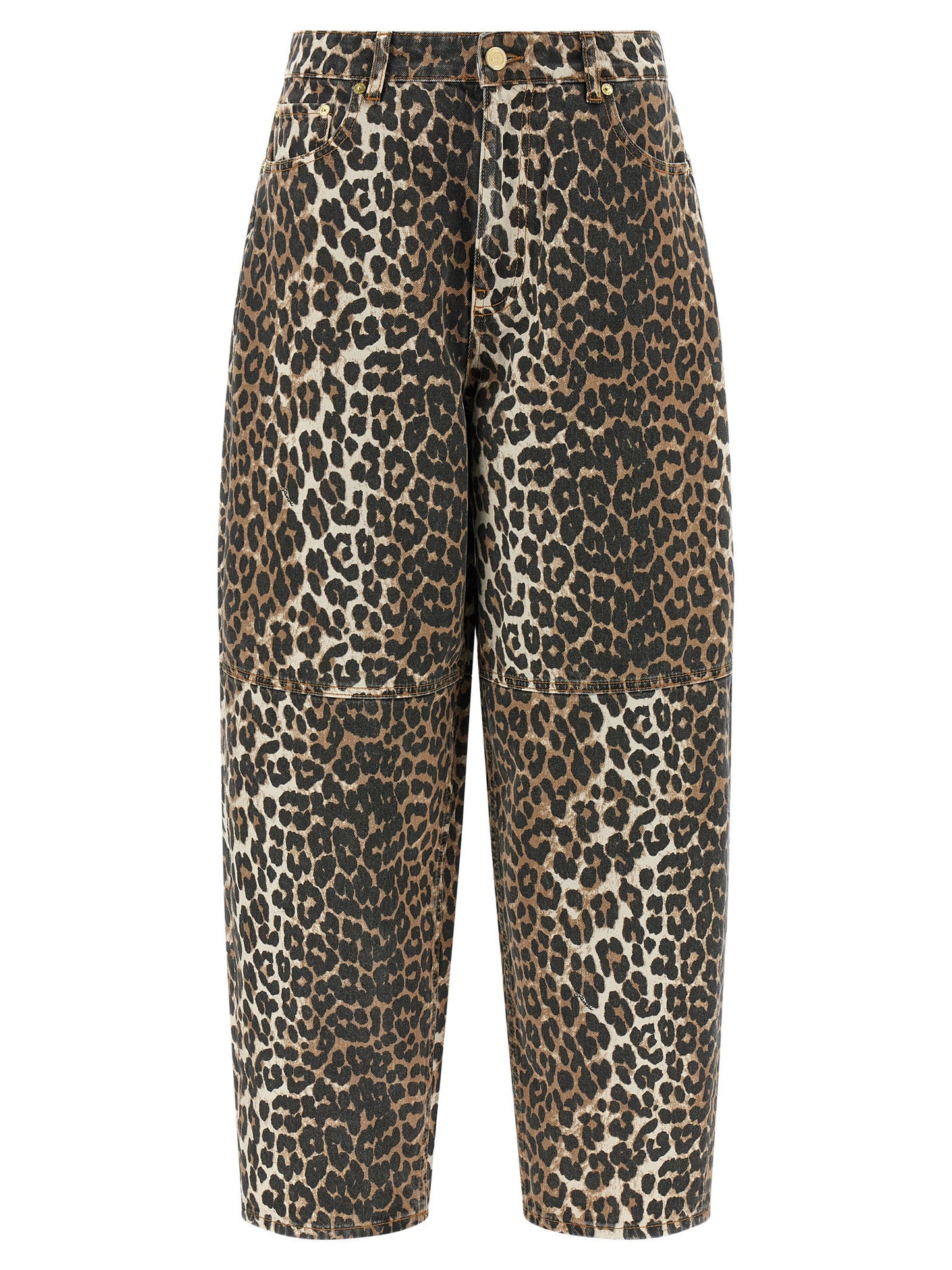 Ganni Ganni Leopard Printed Stary Jeans
