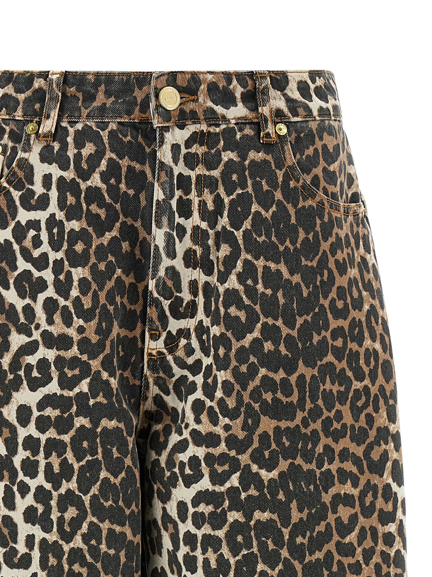 Ganni Ganni Leopard Printed Stary Jeans