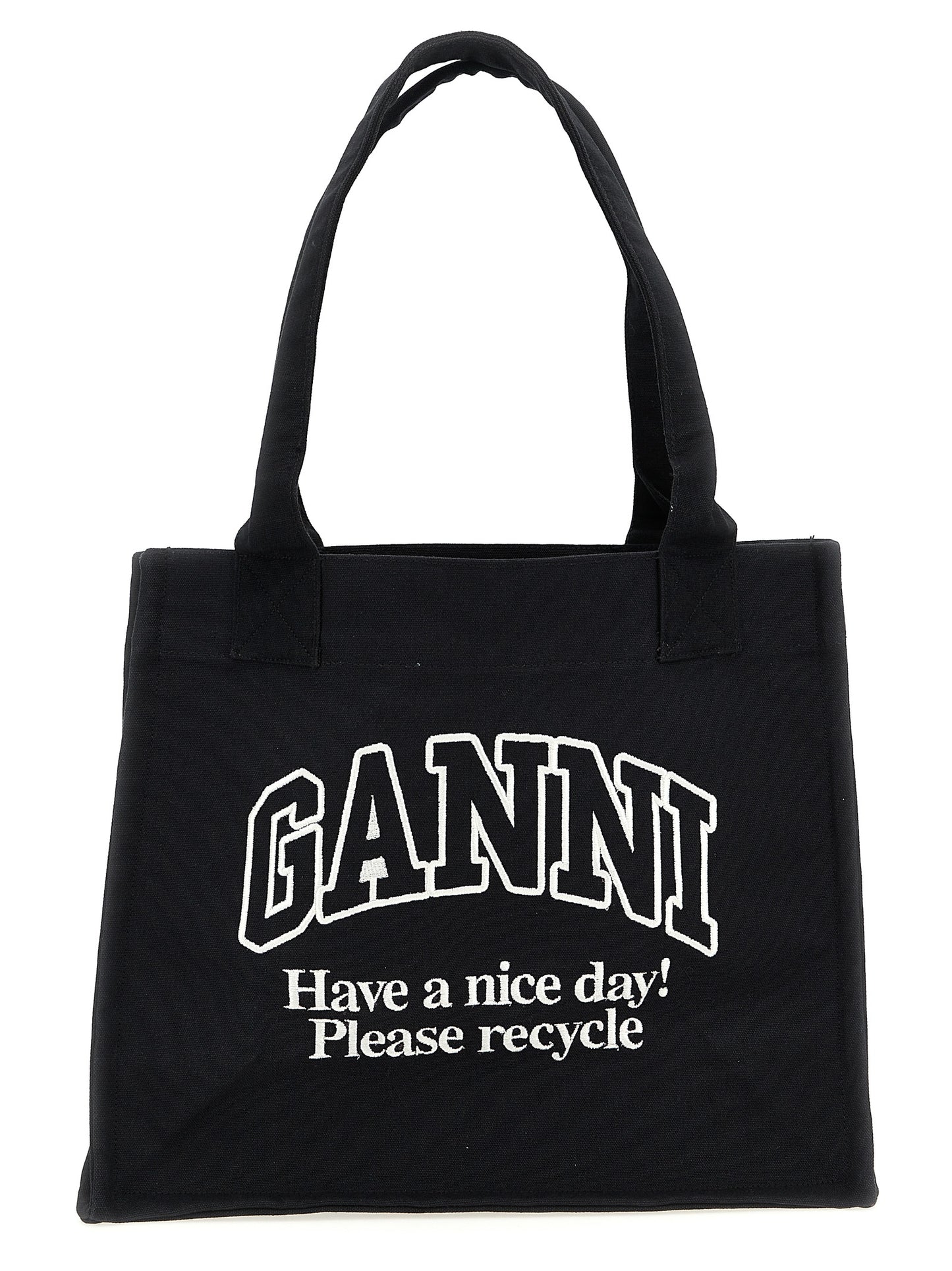 Ganni Ganni Large Easy Shopper Contrasted Logo Shopping Bag
