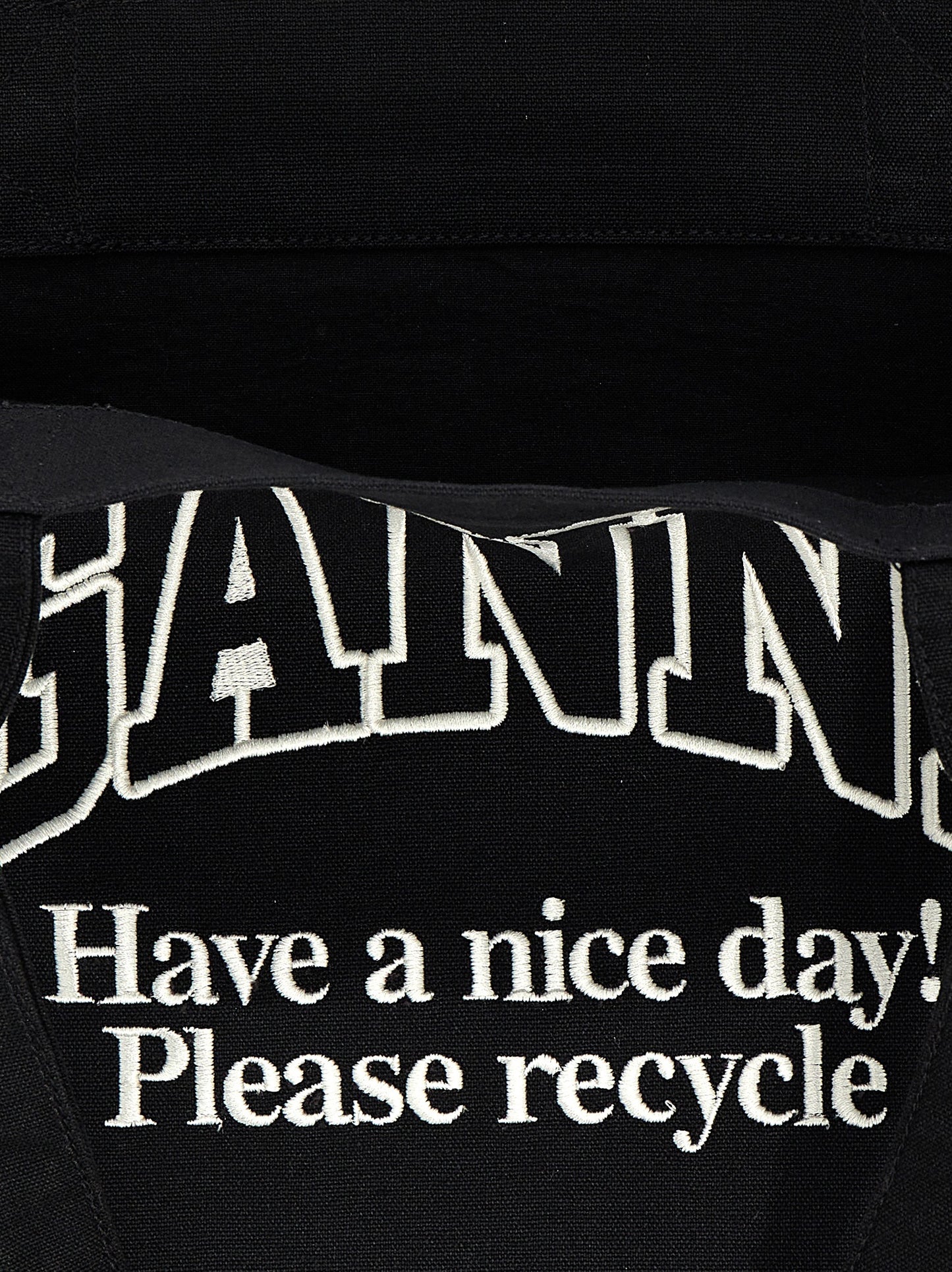 Ganni Ganni Large Easy Shopper Contrasted Logo Shopping Bag
