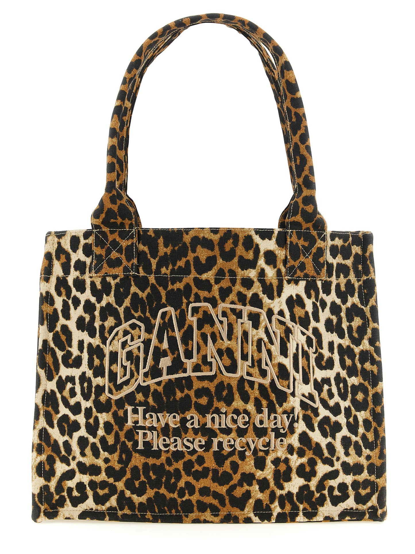 Ganni Ganni Leopard Large Shopping Bag