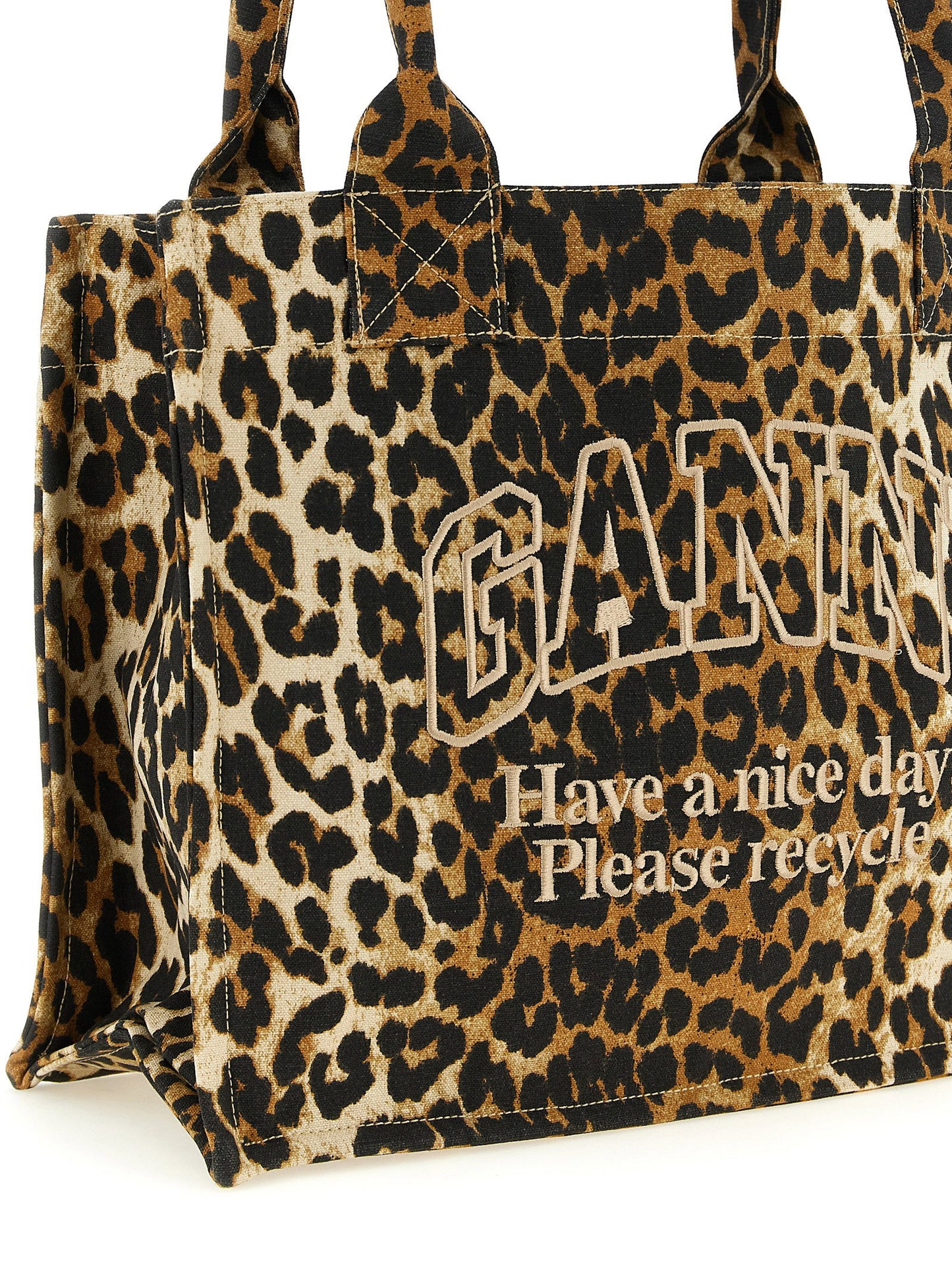 Ganni Ganni Leopard Large Shopping Bag