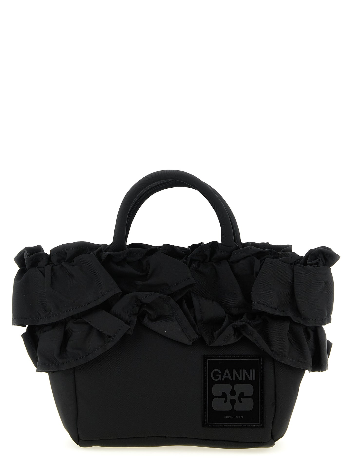 Ganni Ganni Mini Shopper Ruffle Handbag
