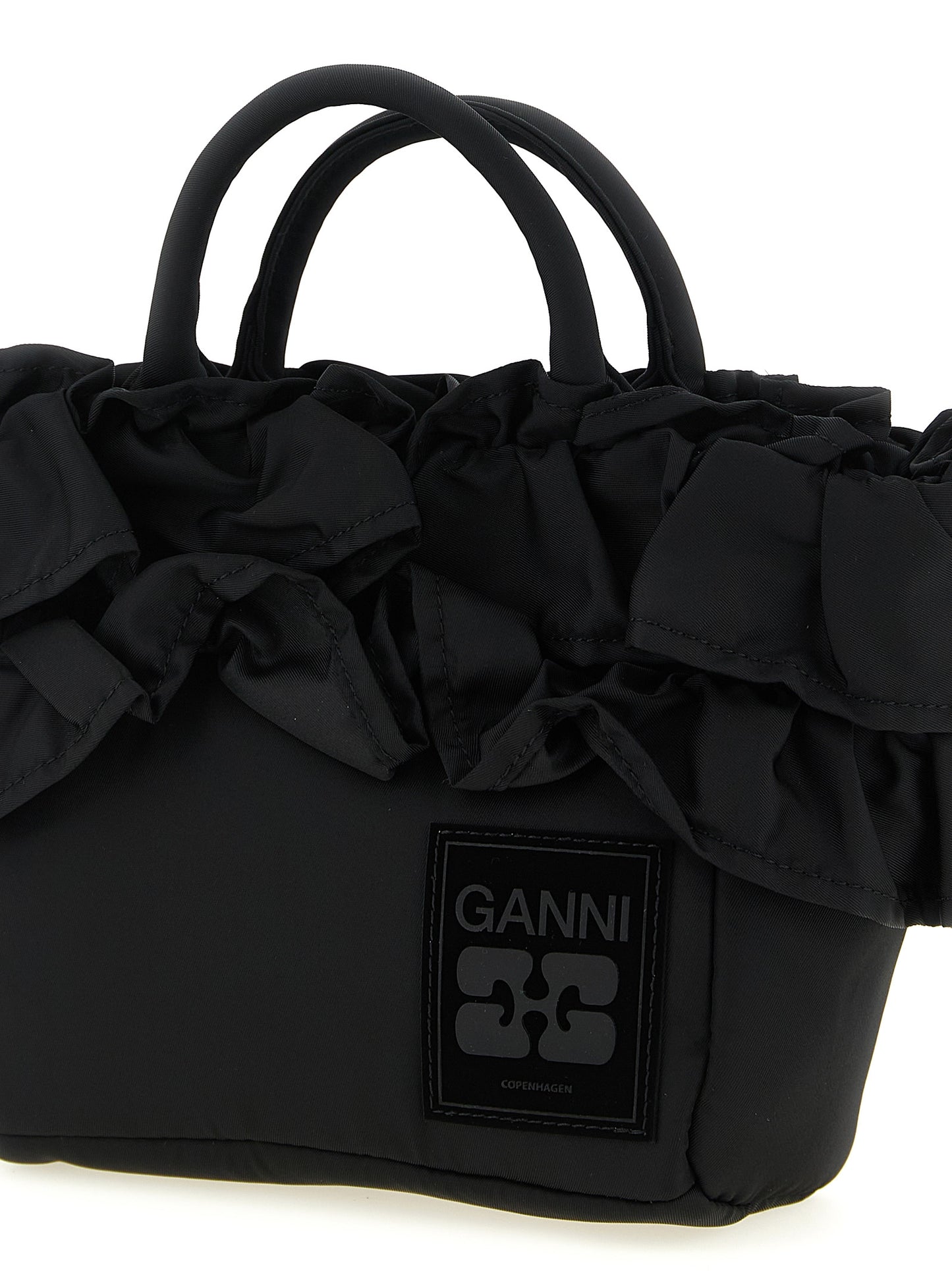 Ganni Ganni Mini Shopper Ruffle Handbag