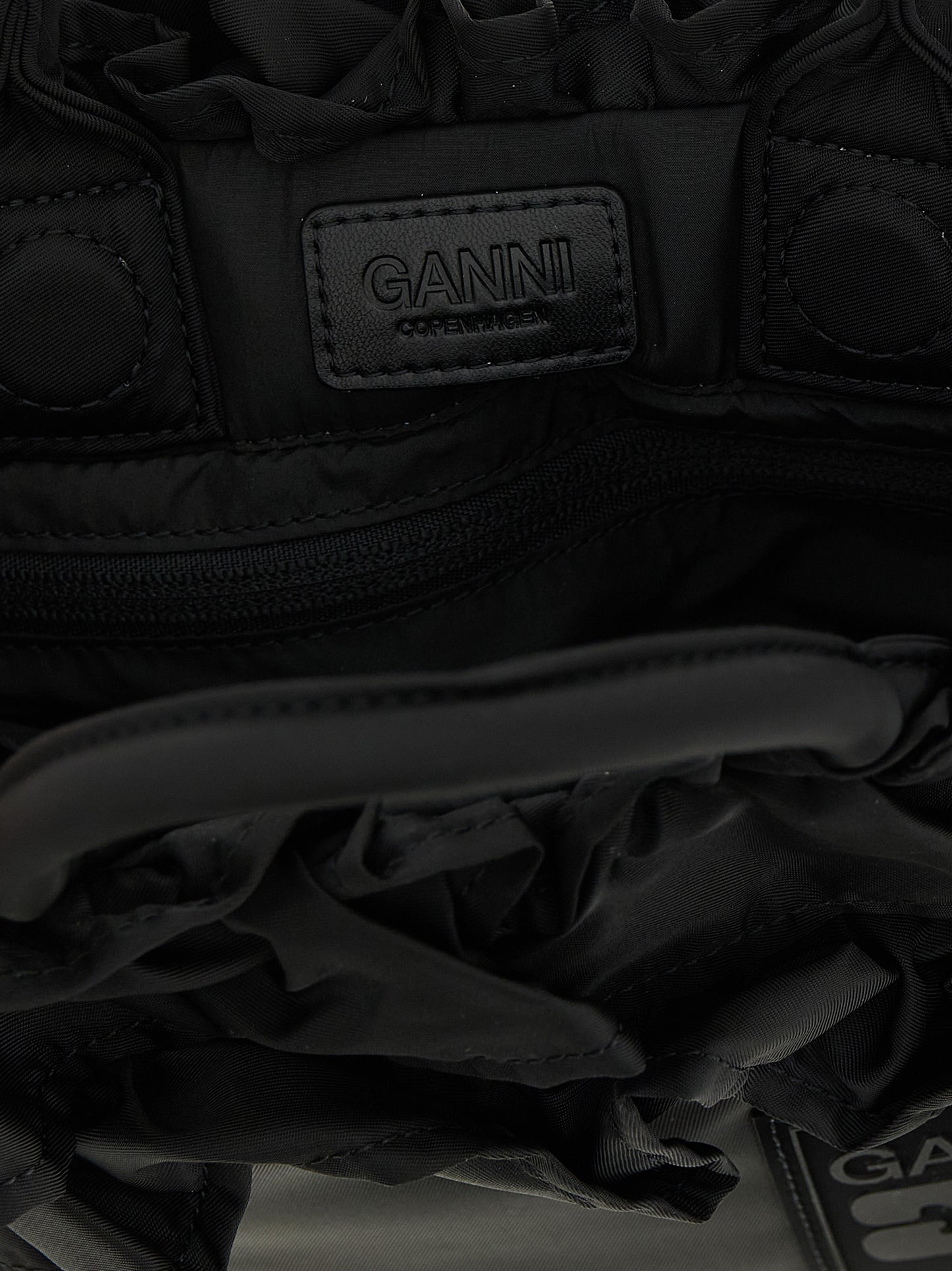 Ganni Ganni Mini Shopper Ruffle Handbag