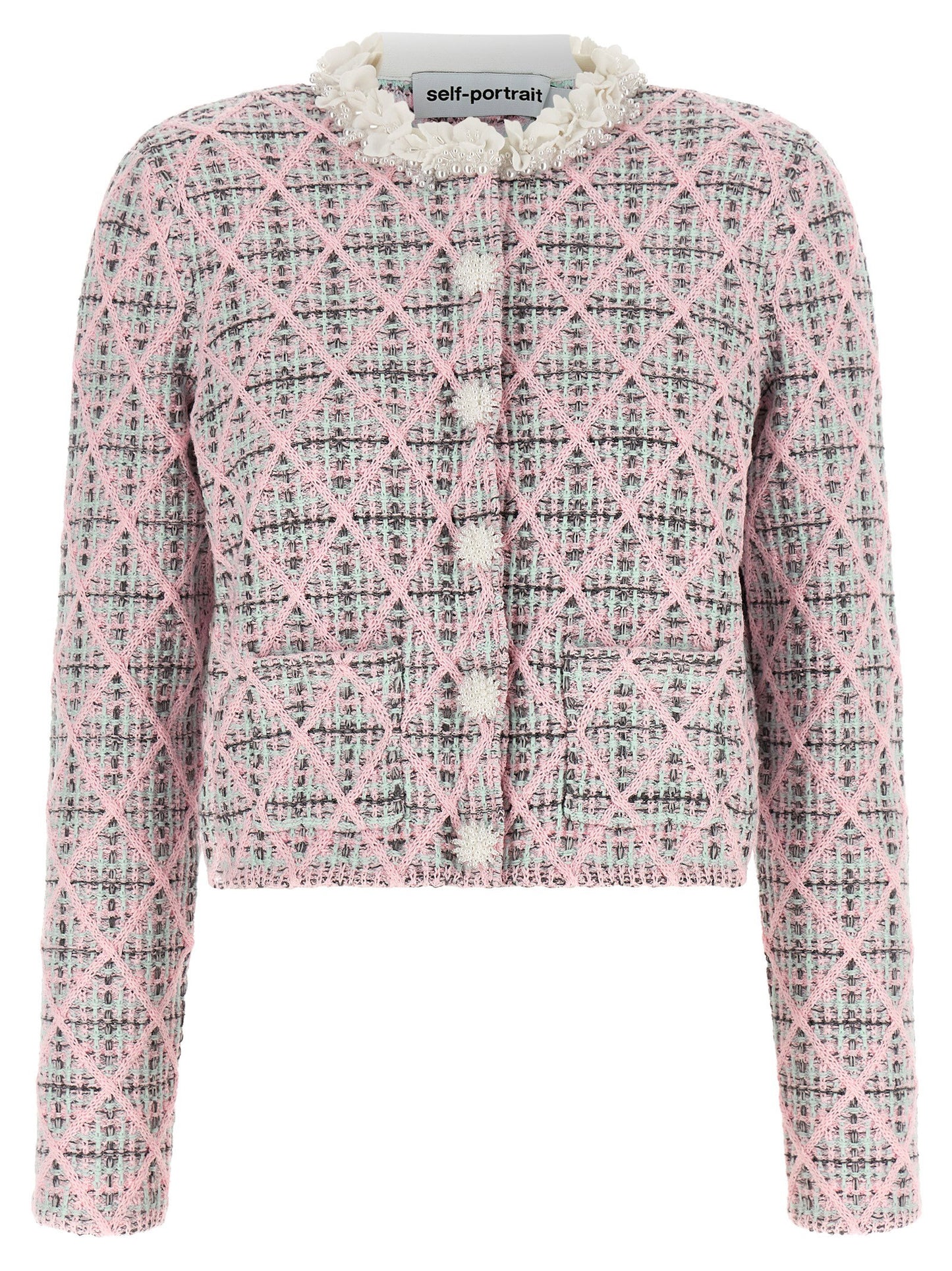Self-Portrait Floral Collar Cardigan