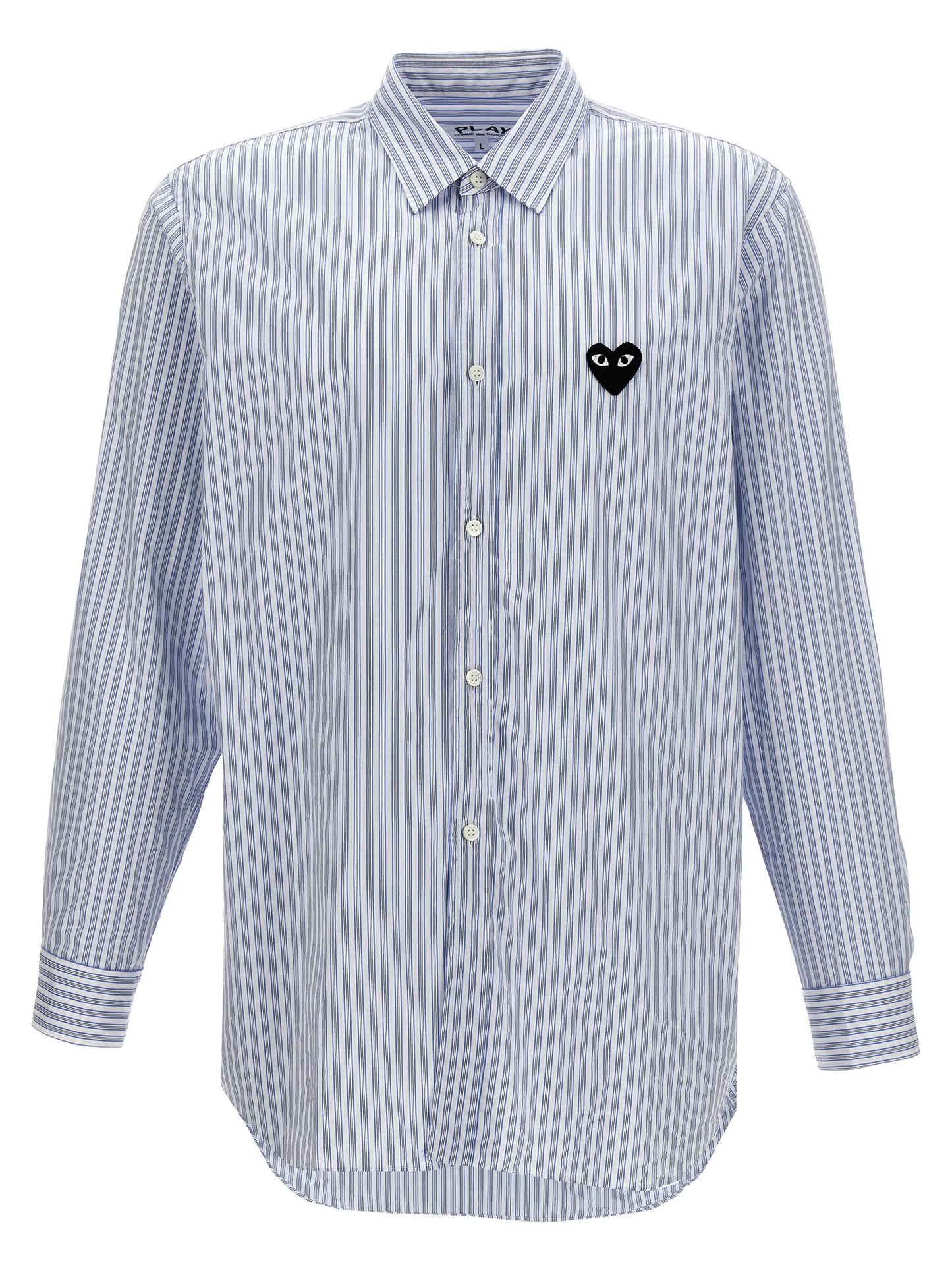 Comme Des Garçons Play Comme Des Garçons Play Logo Patch Striped Shirt