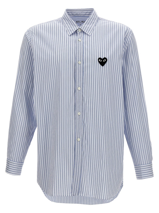 Comme Des Garçons Play Comme Des Garçons Play Logo Patch Striped Shirt