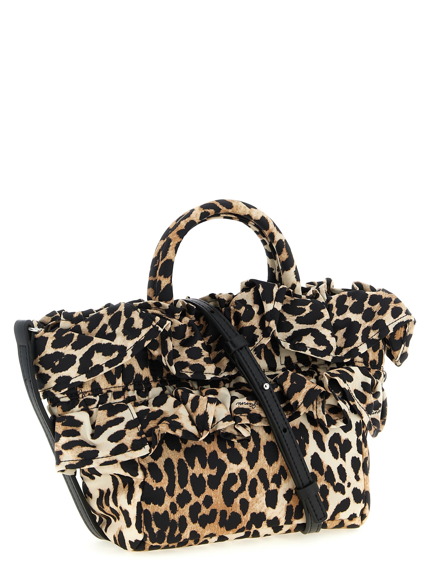Ganni Ganni Mini Shopper Ruffle Print Handbag