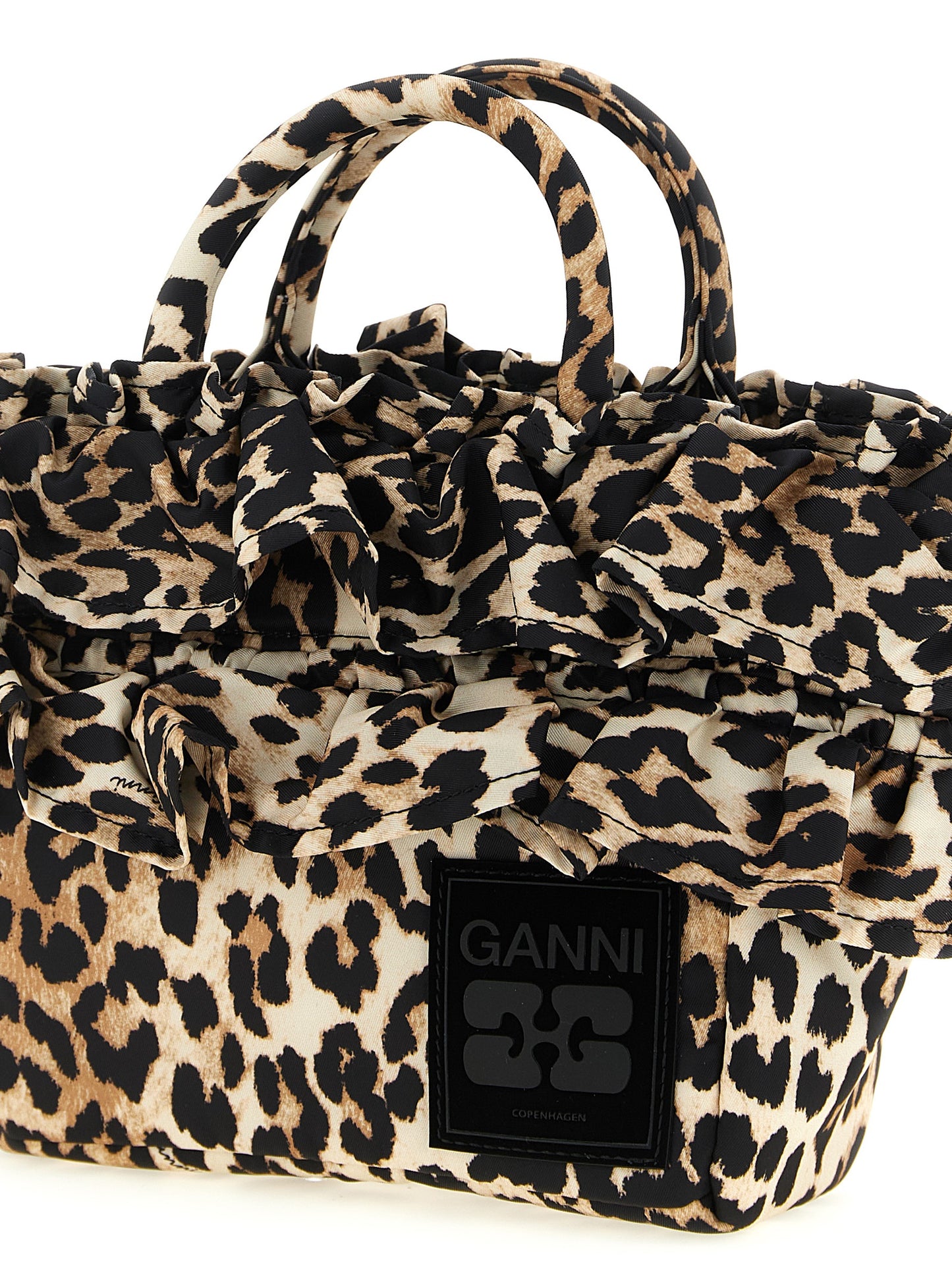 Ganni Ganni Mini Shopper Ruffle Print Handbag