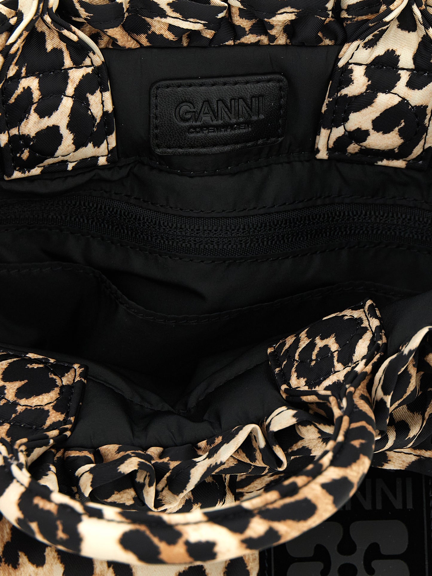 Ganni Ganni Mini Shopper Ruffle Print Handbag