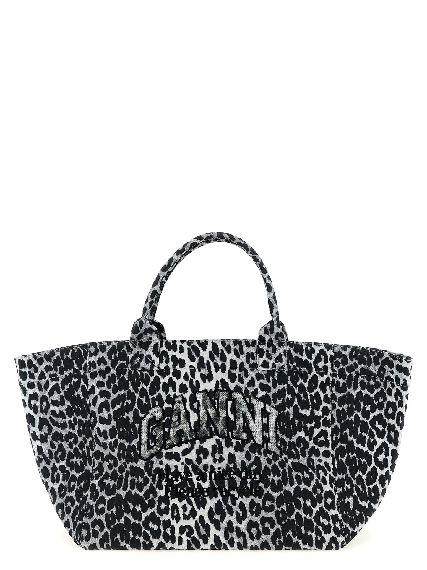 Ganni Ganni Leopard Sequin Xxl Tote Shopping Bag
