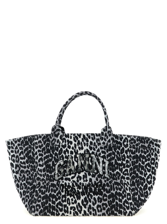 Ganni Ganni Leopard Sequin Xxl Tote Shopping Bag