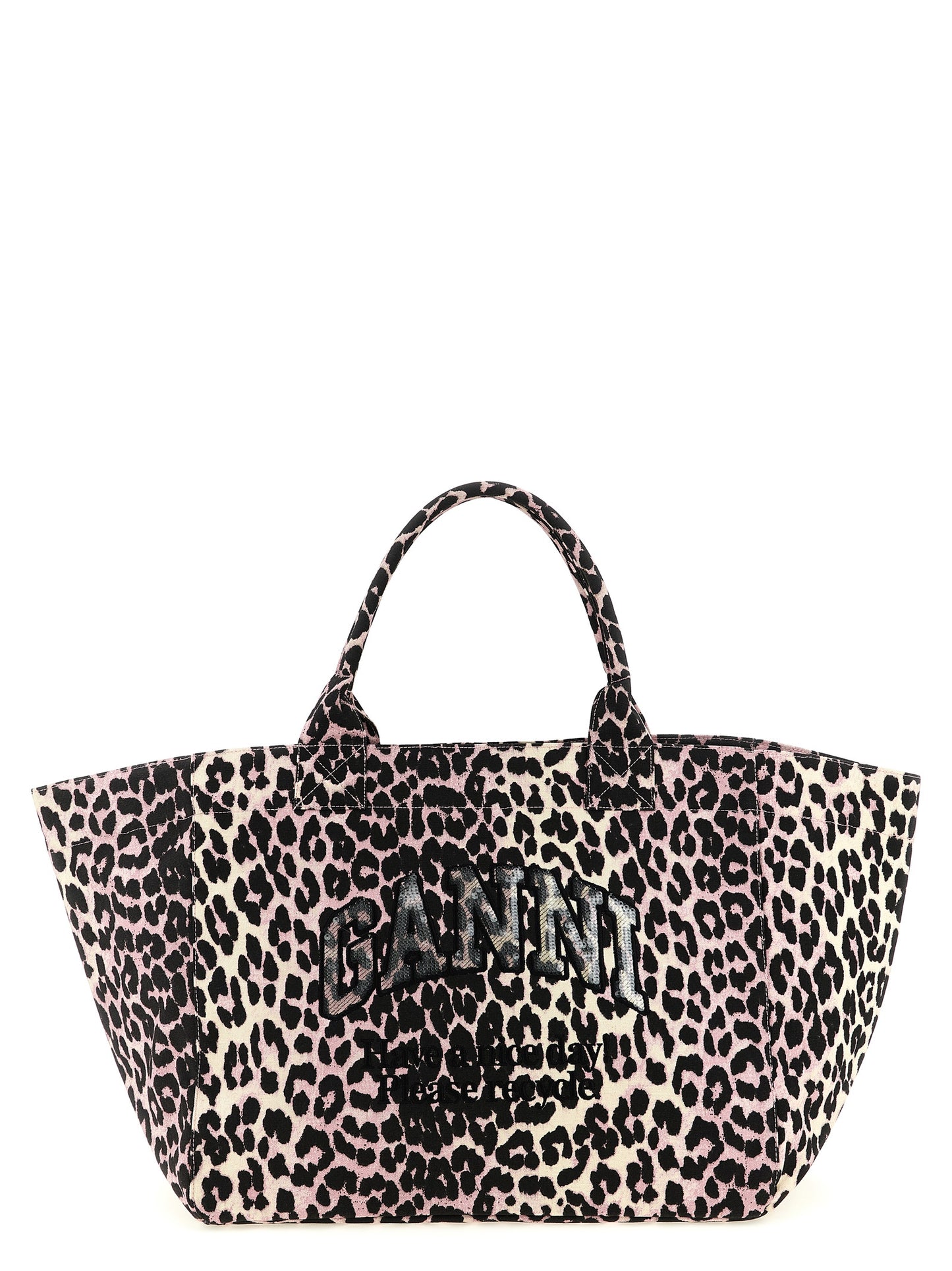 Ganni Ganni Leopard Sequin Xxl Tote Shopping Bag
