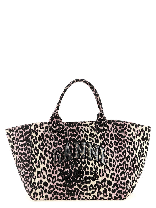 Ganni Ganni Leopard Sequin Xxl Tote Shopping Bag