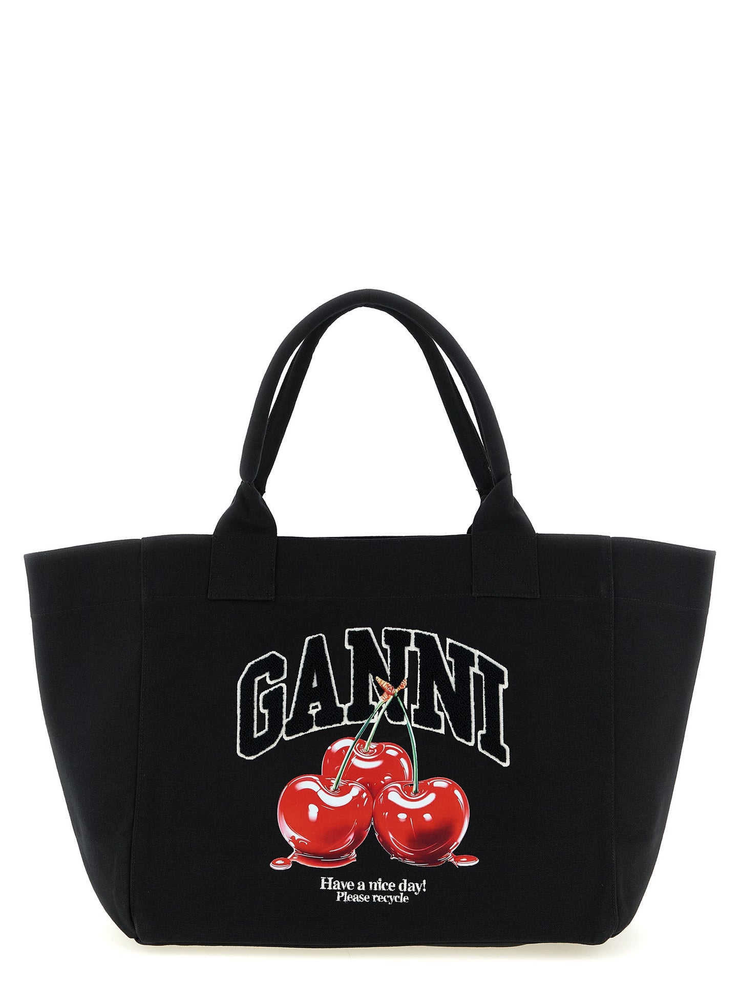 Ganni Ganni Black Medium Cherry Tote Shopping Bag