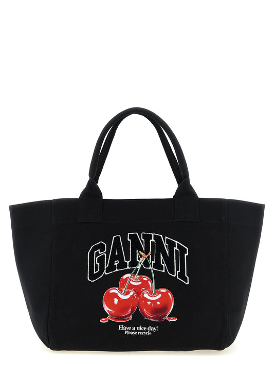 Ganni Ganni Black Medium Cherry Tote Shopping Bag