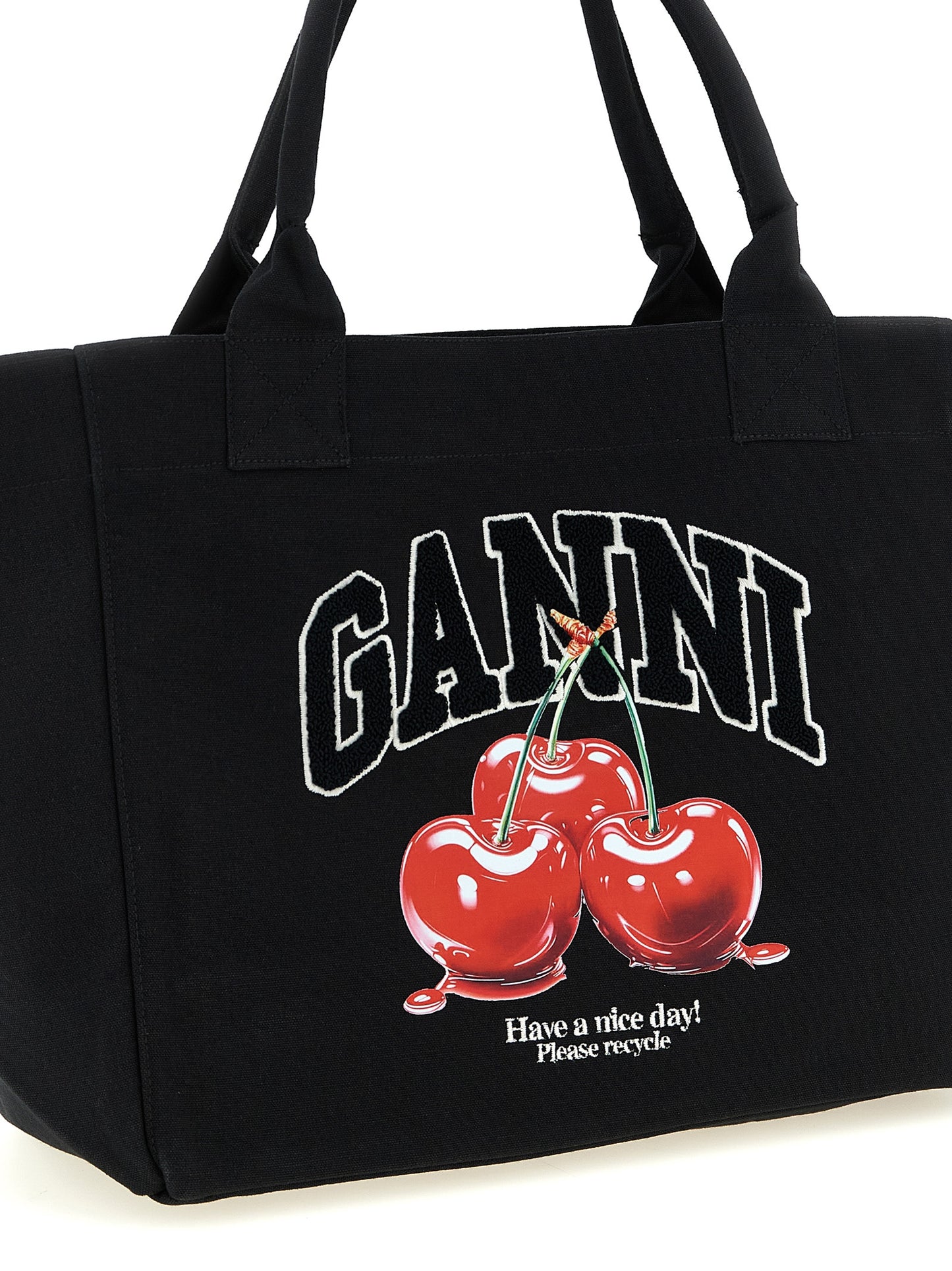 Ganni Ganni Black Medium Cherry Tote Shopping Bag