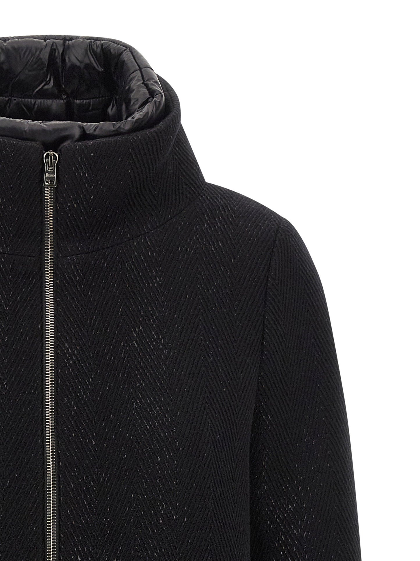 Herno Lamé Thread And Wool Coat