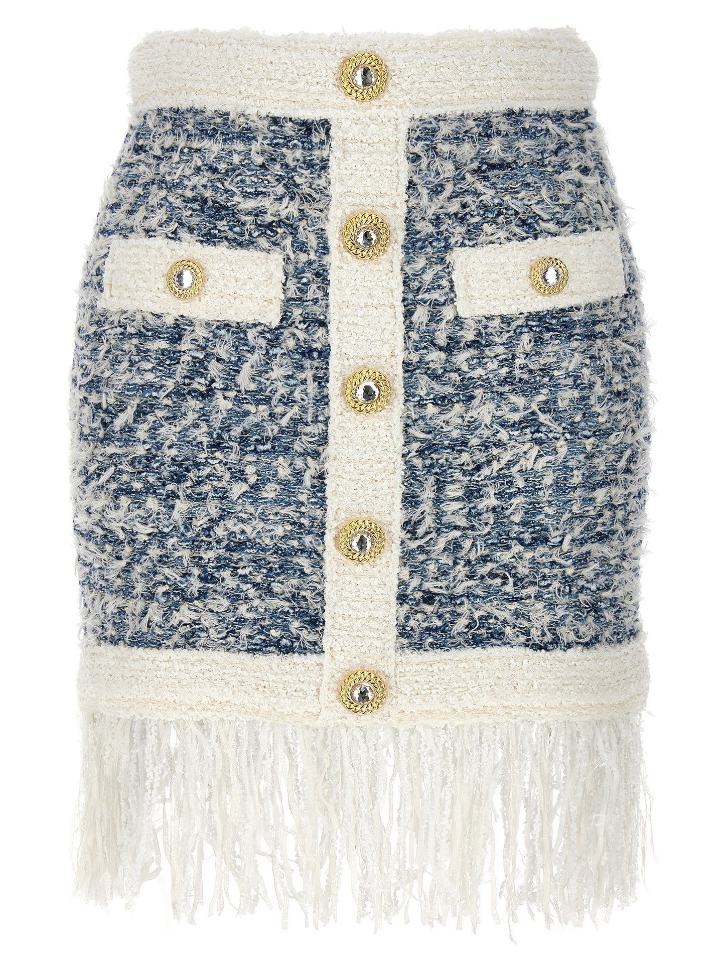 Balmain Fringed Tweed Skirt