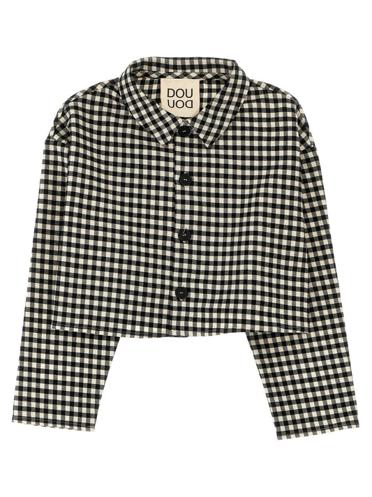 Douuod Douuod Flannel Crop Shirt