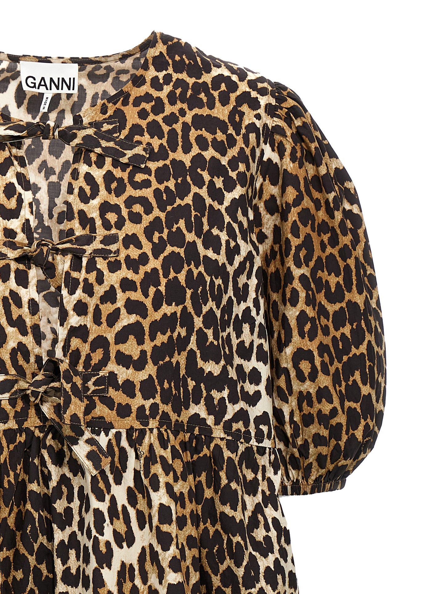 Ganni Ganni Leopard Poplin Dress