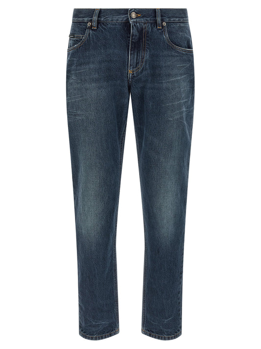 Dolce & Gabbana Logo Embroidery Jeans