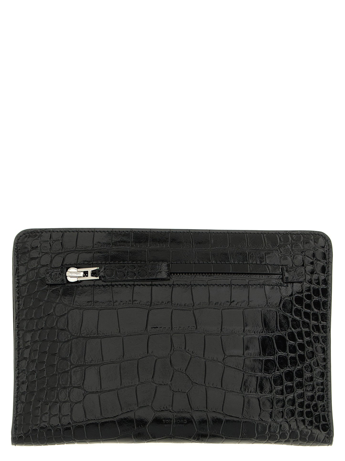 Tom Ford Croc Print Leather Clutch Bag