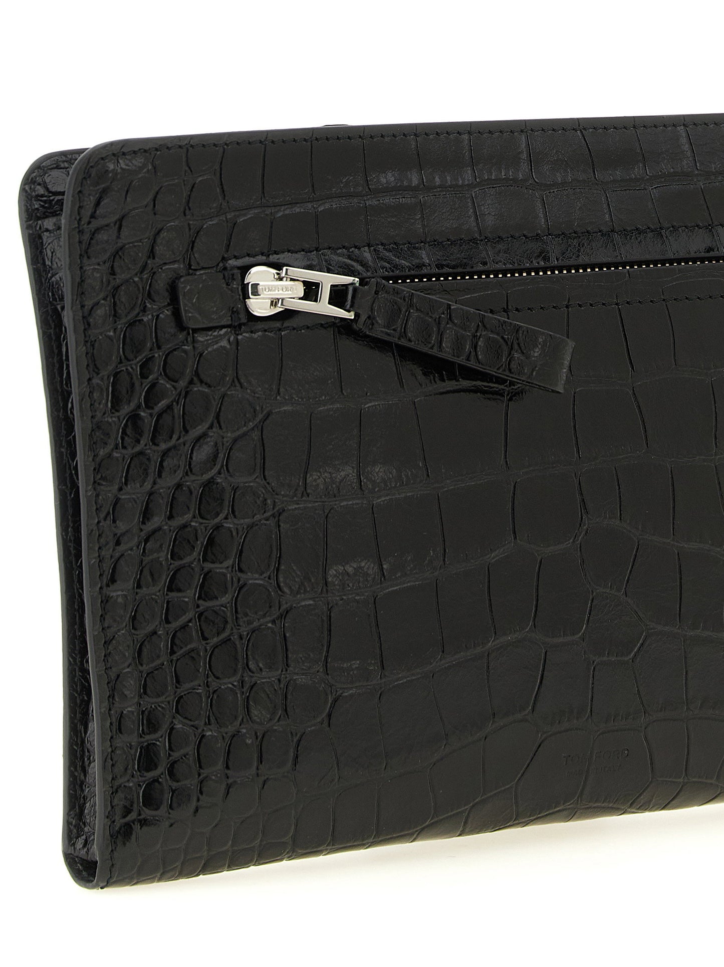 Tom Ford Croc Print Leather Clutch Bag