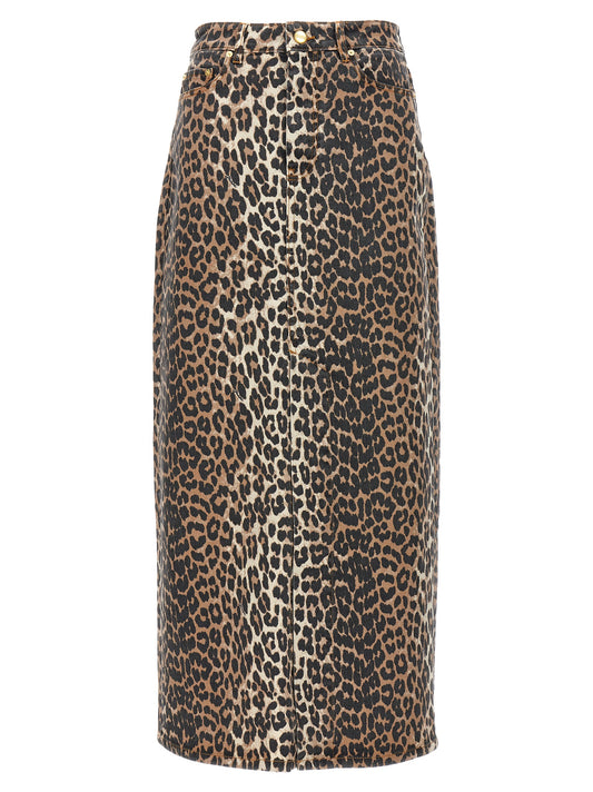 Ganni Ganni Animal Print Long Skirt
