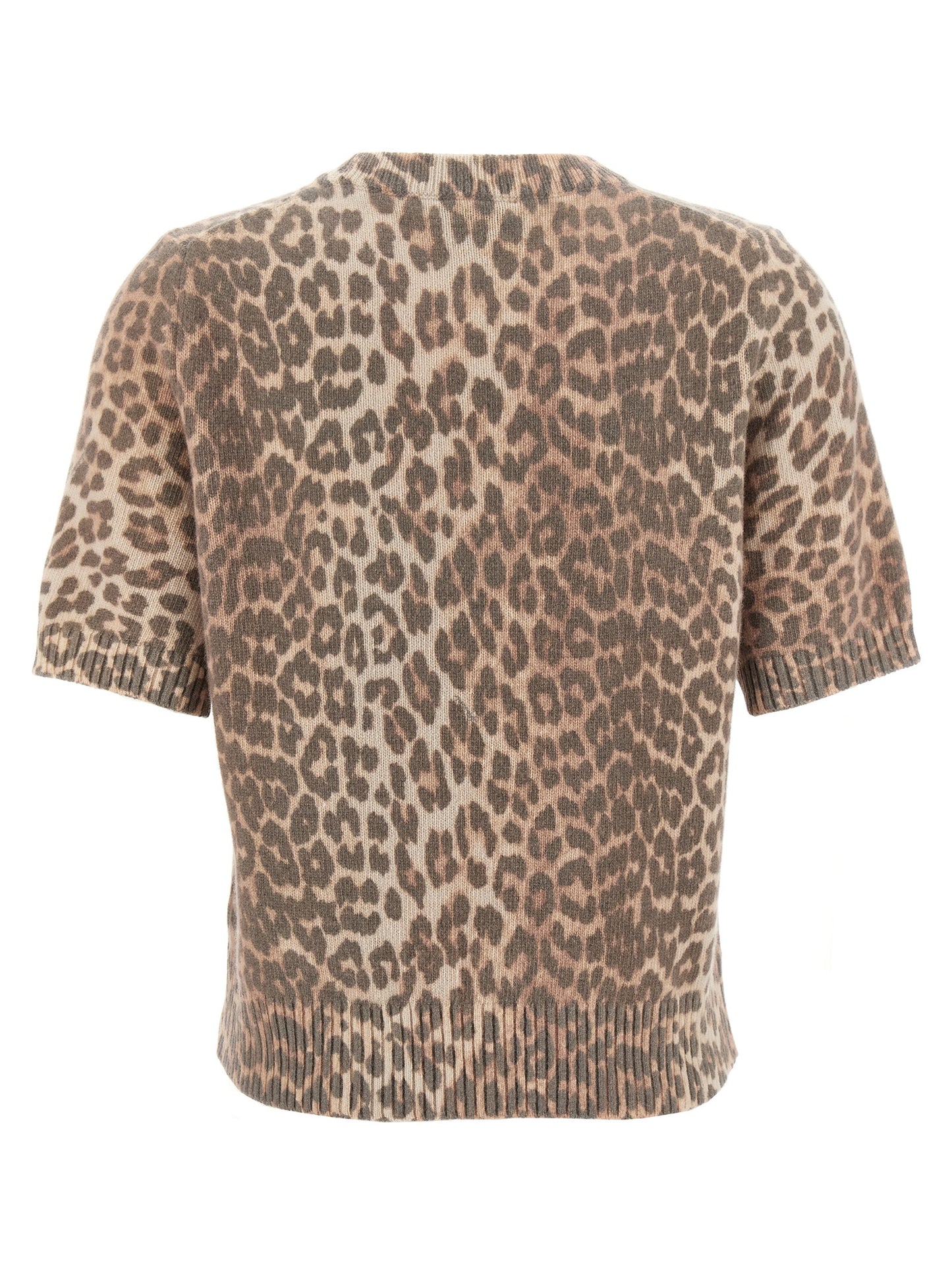 Ganni Ganni Leopard Wool Mix T-shirt