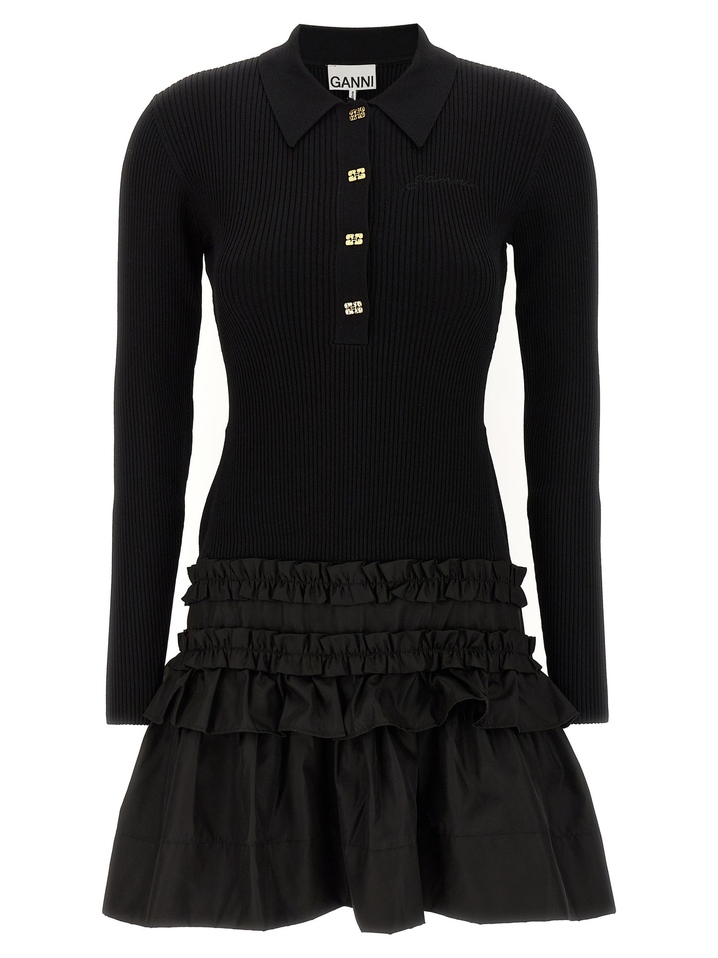 Ganni Ganni Melange Rib Knit Mini Dress