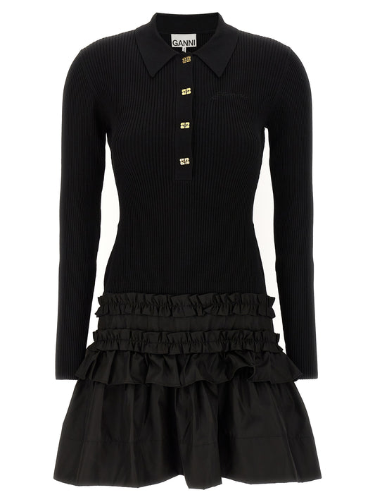 Ganni Ganni Melange Rib Knit Mini Dress