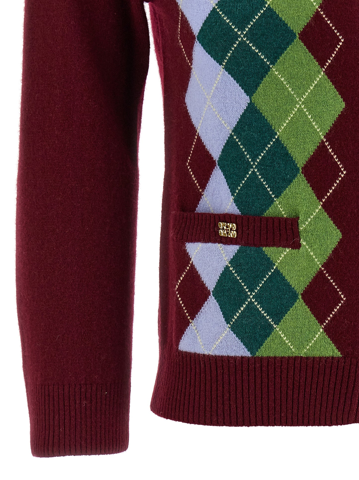 Ganni Ganni Burgundy Check Cardigan