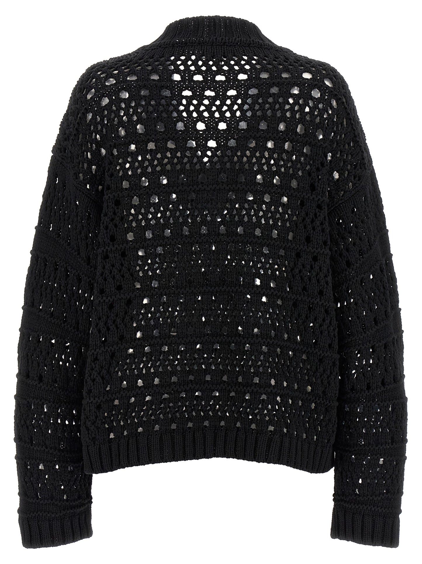 Ganni Ganni Black Crochet V-neck Sweater