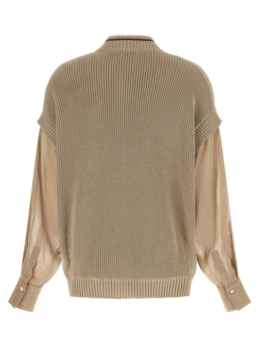 Brunello Cucinelli Organza Sleeve Cardigan