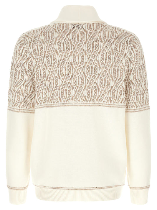 Brunello Cucinelli Braided Jacquard Shoulders Cardigan