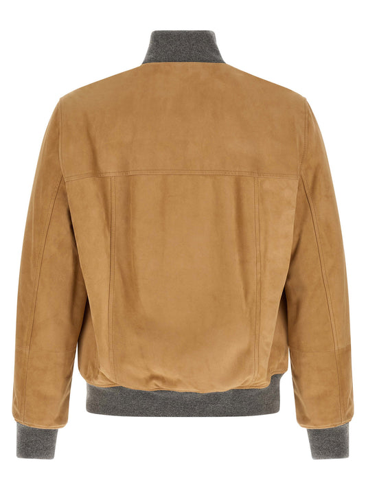 Brunello Cucinelli Padded Suede Bomber Jacket