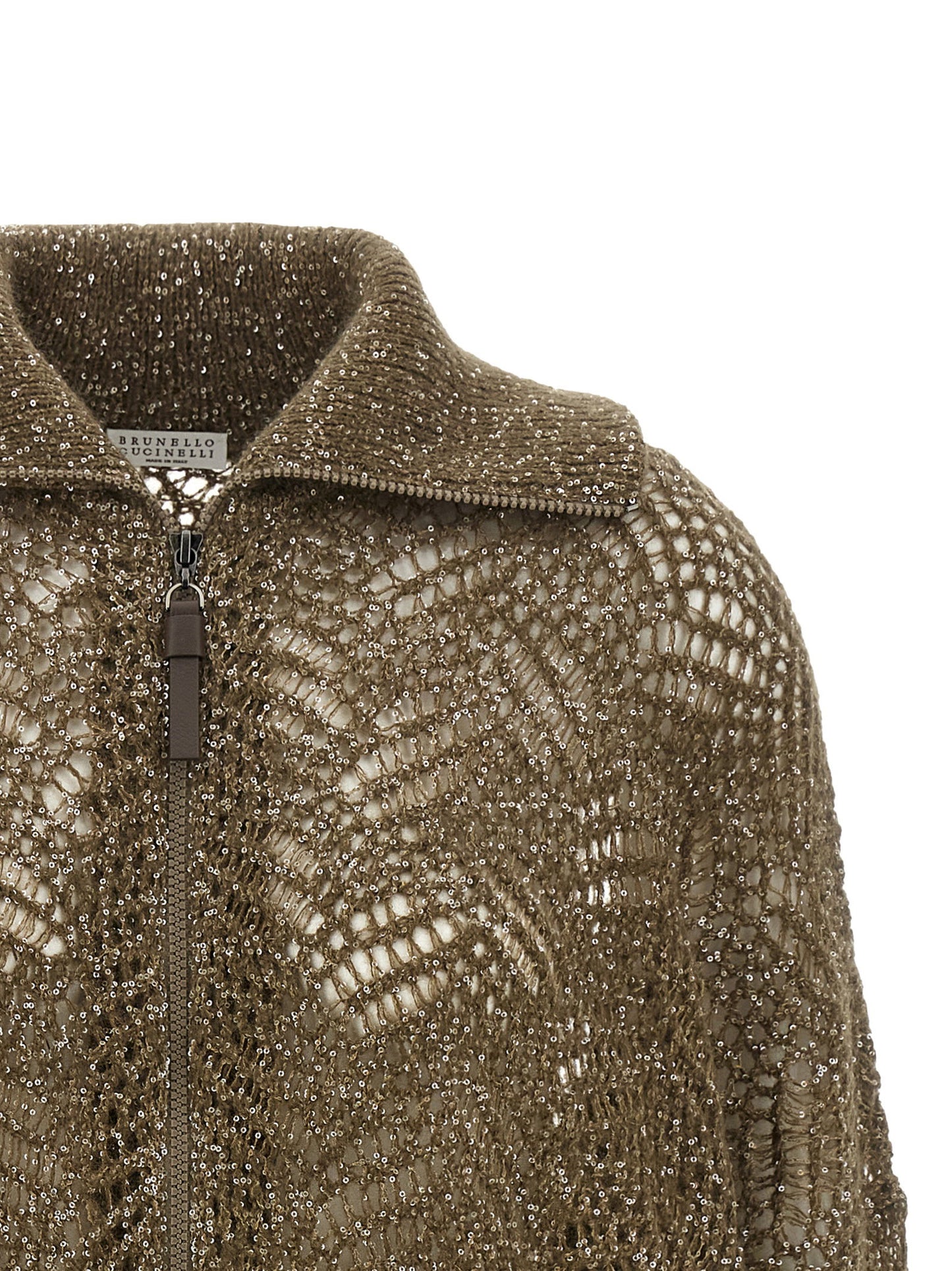 كارديغان Brunello Cucinelli بتصميم أوراق شجر تجريدية متألقة