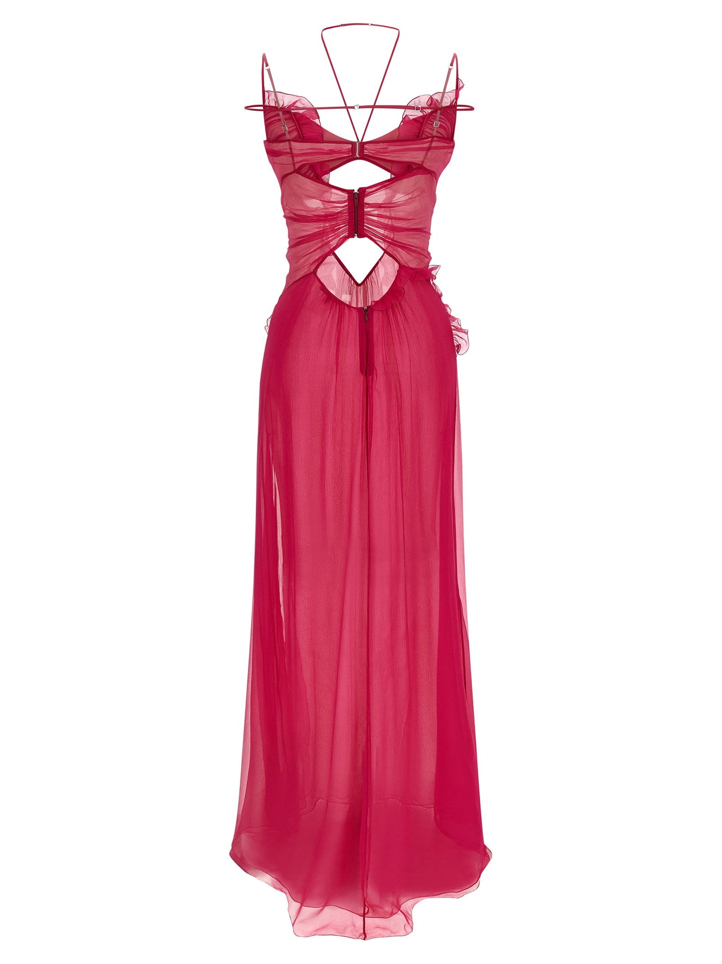 Nensi Dojaka Frilled Gown With Cutouts Dress