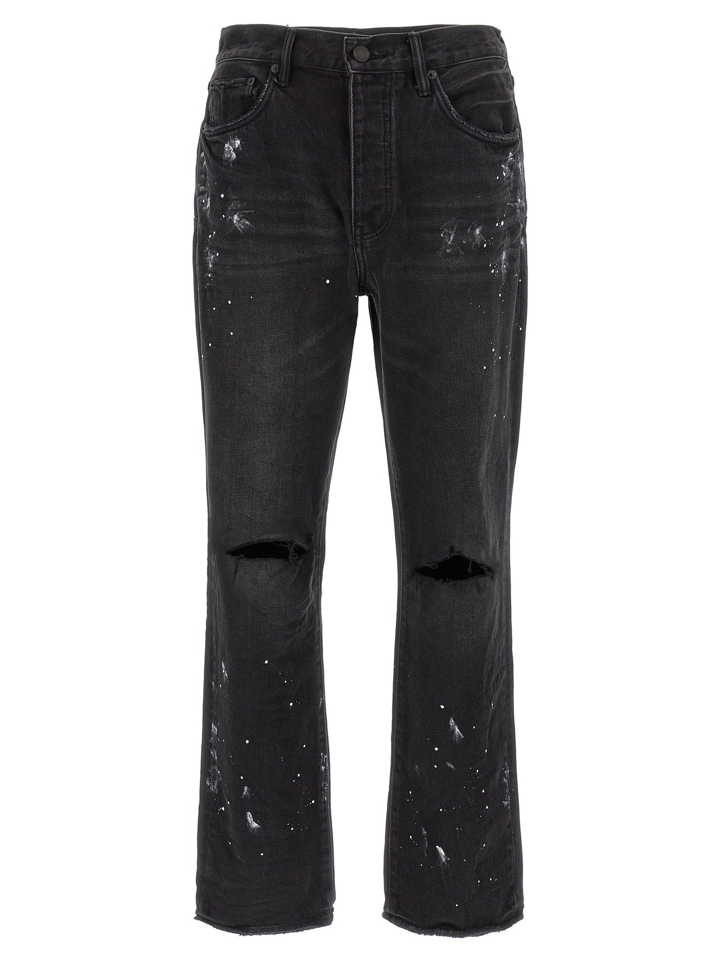 Purple P011 Knee Slit Paint Jeans