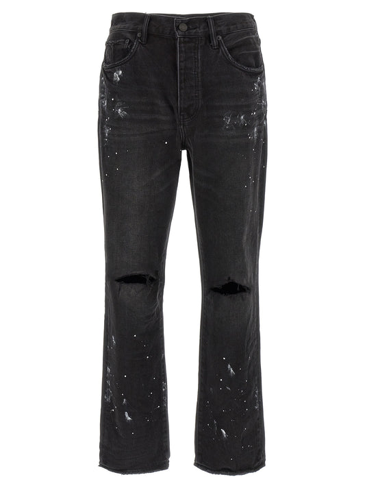 Purple P011 Knee Slit Paint Jeans