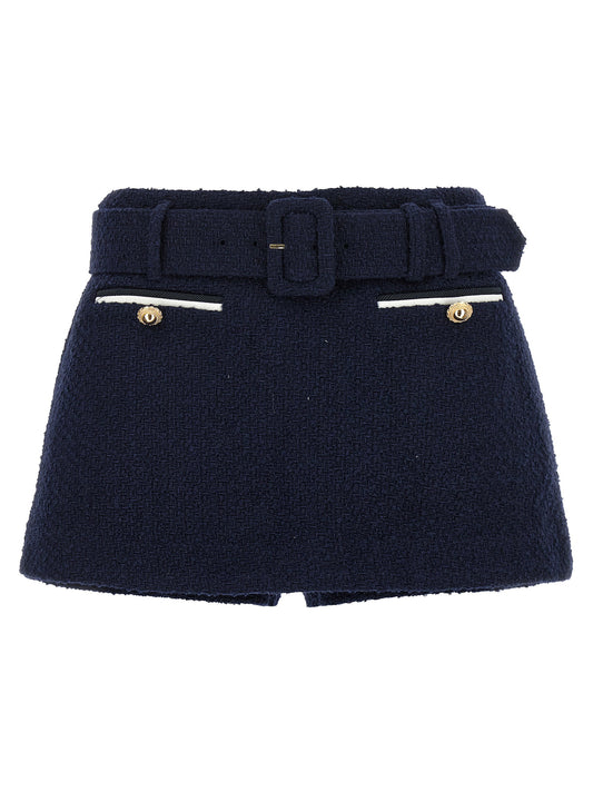 Self-Portrait Bouclé Wool Skort