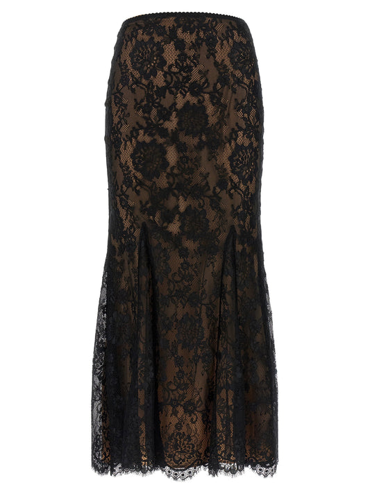 Self-Portrait Black Lace Midi Skirt