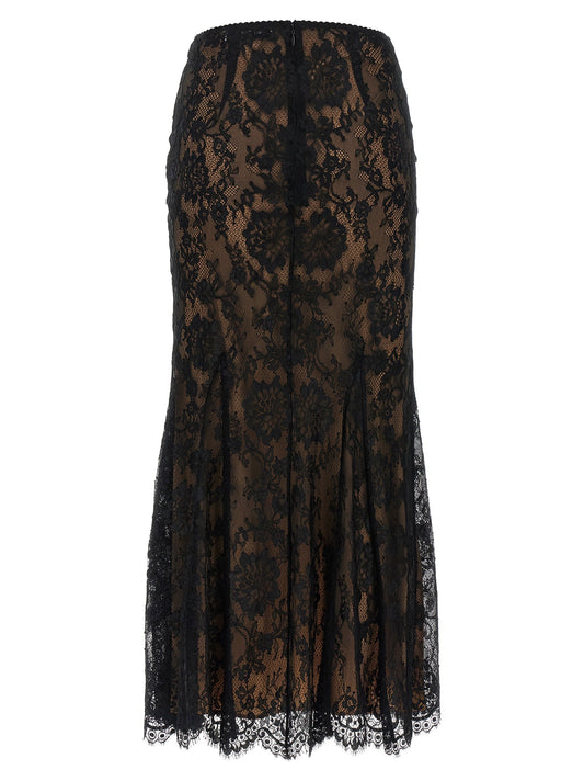 Self-Portrait Black Lace Midi Skirt
