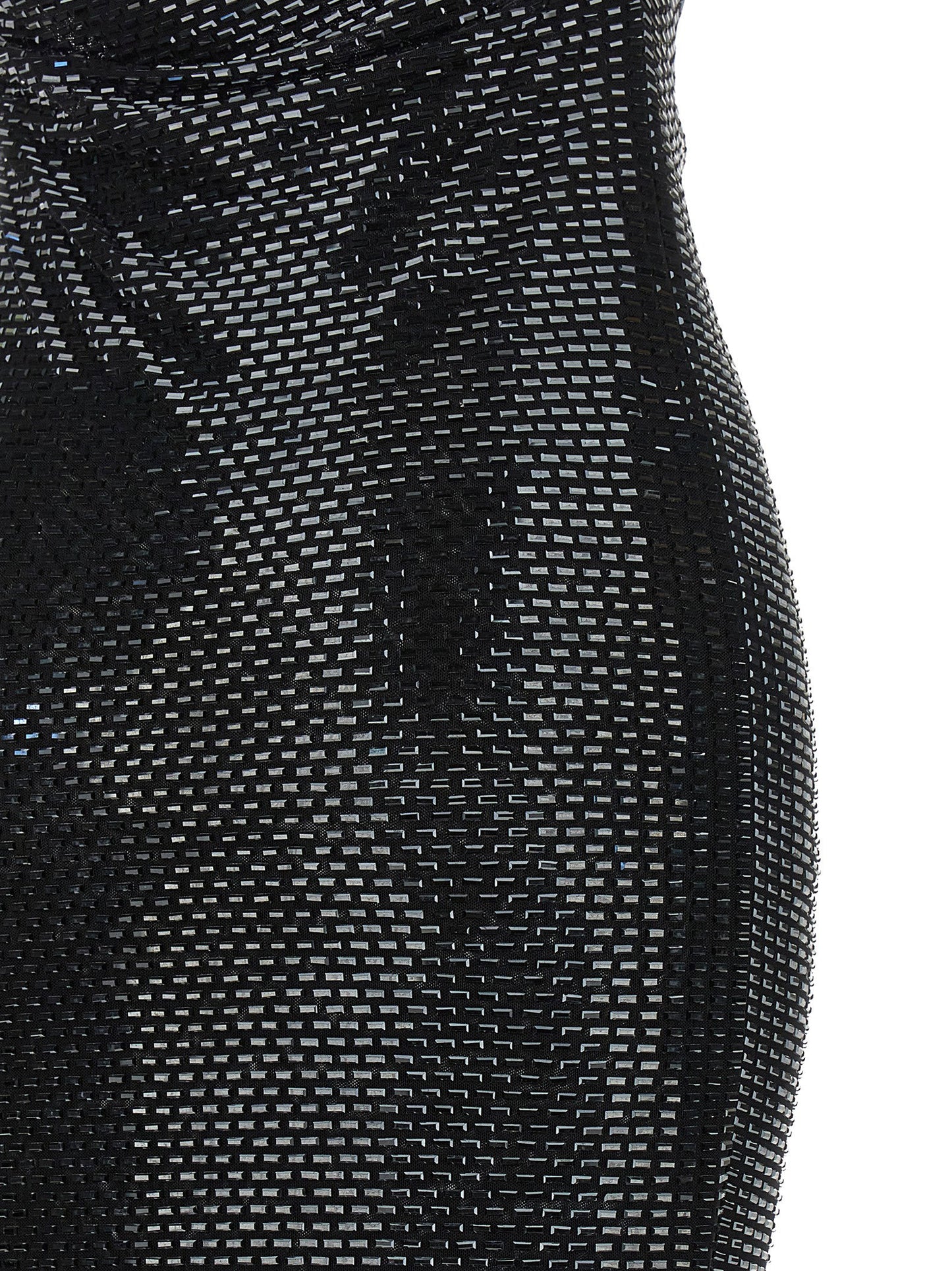 Self-Portrait Black Rhinestone Draped Maxi Dress