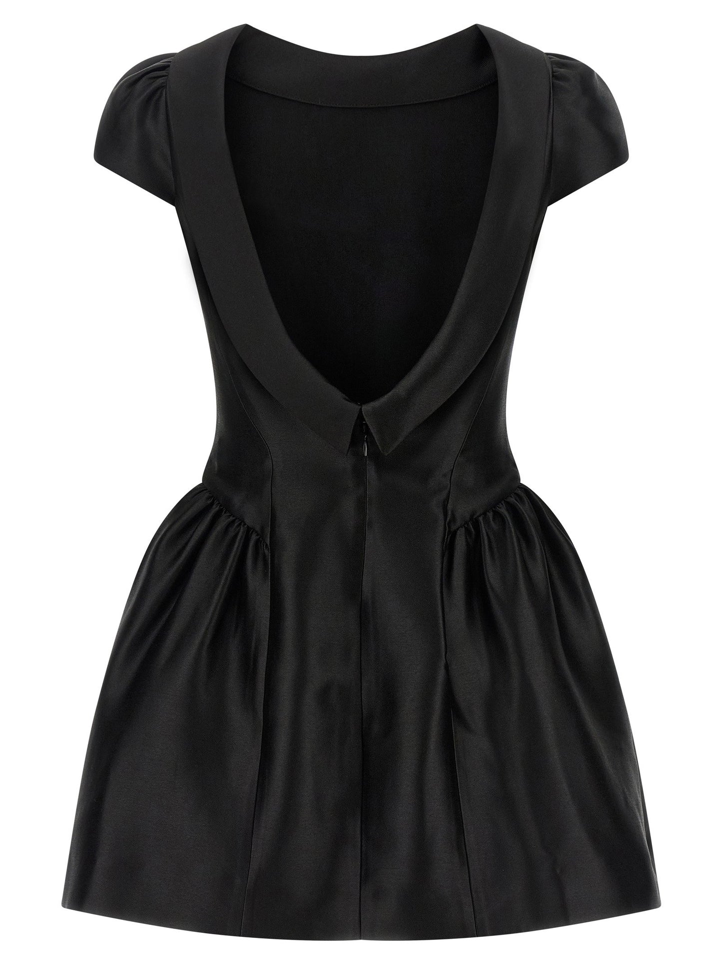 Self-Portrait Black Taffetà Collared Mini Dress