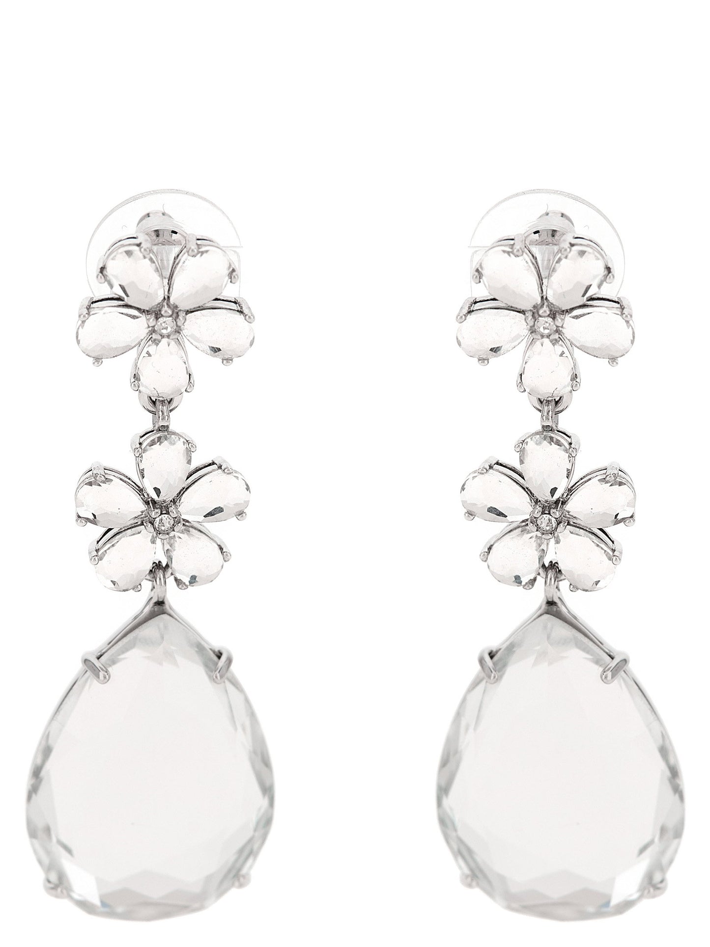 Self-Portrait Crystal Flower Tiered Earrings