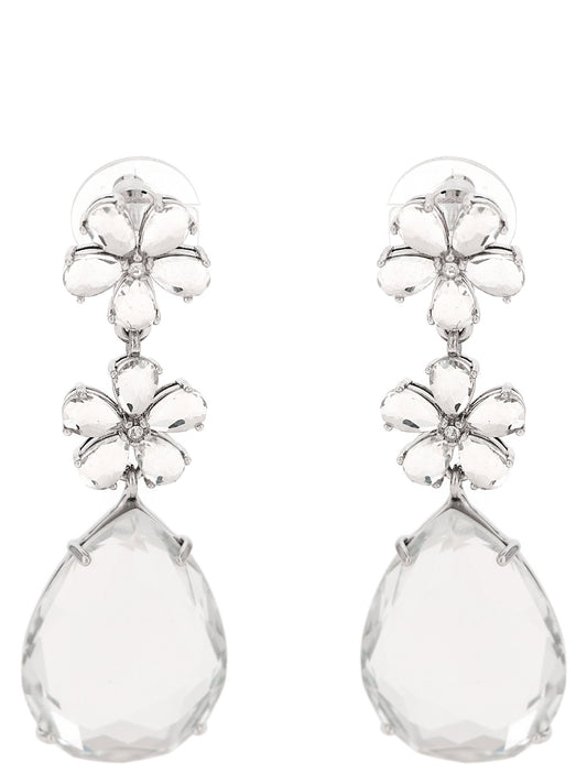 Self-Portrait Crystal Flower Tiered Earrings